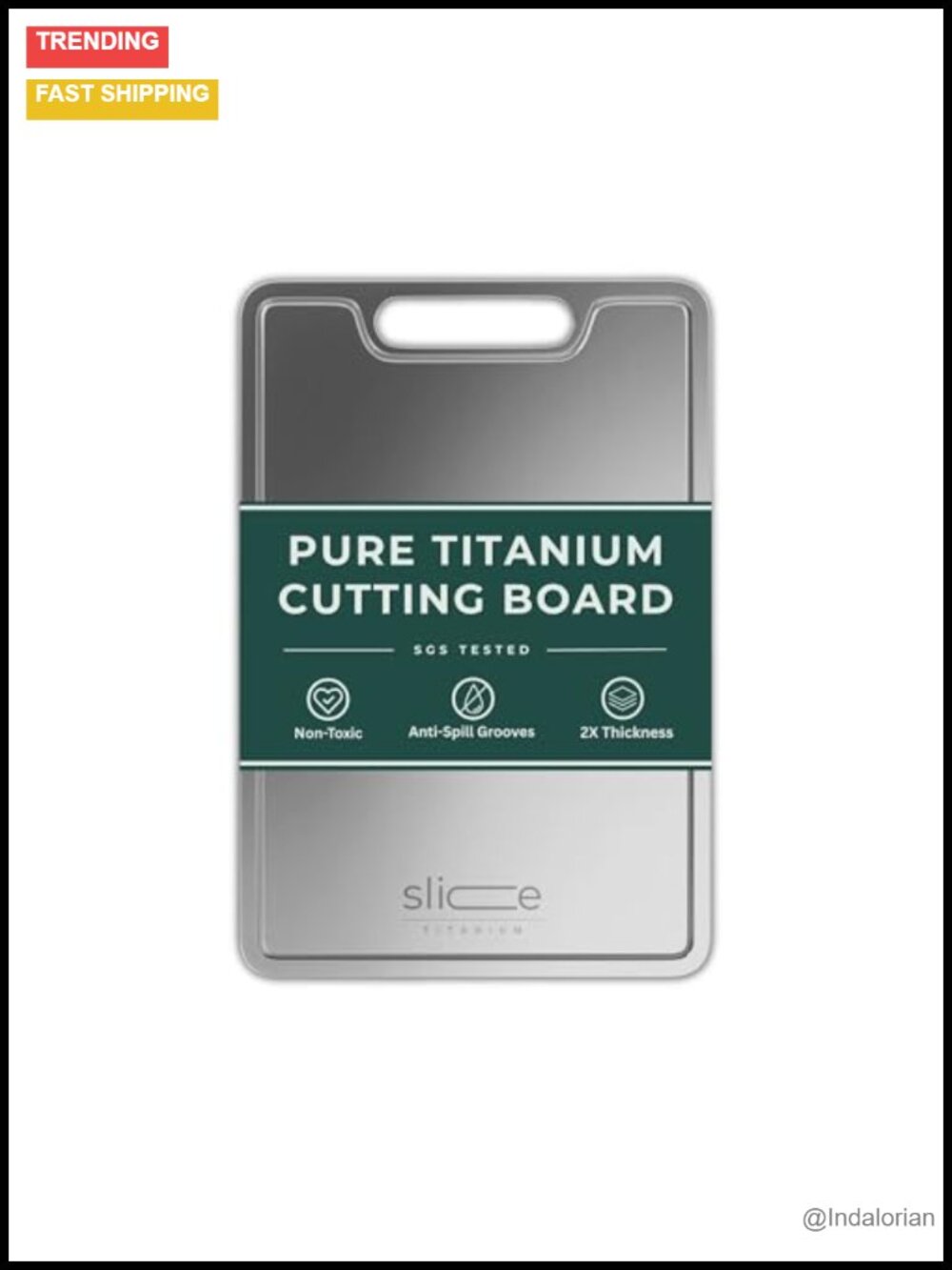 Pure Titanium Cutting Board Kitchen Meat Vegetable Non-Toxic 12x8